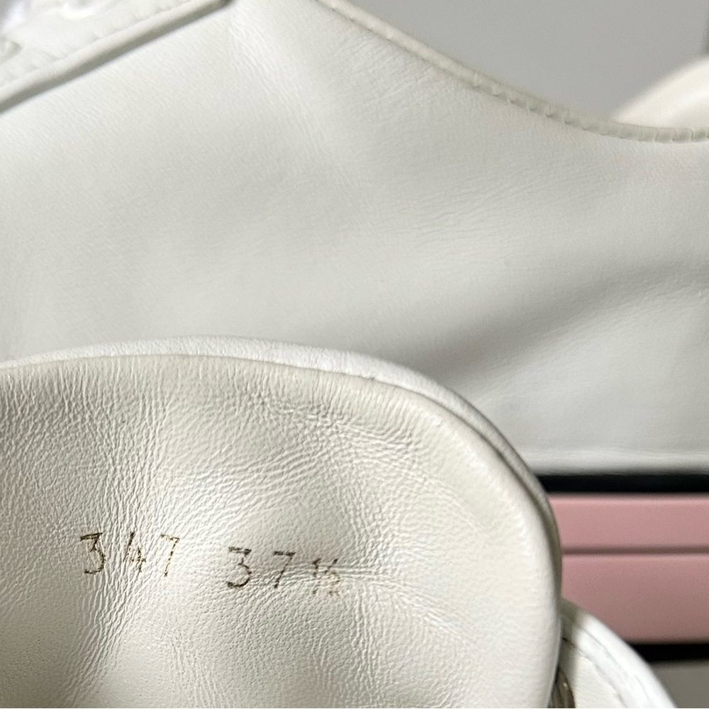 PRADA Womens Vitello Soft 3 Low Profile White/Pink Leather Sneakers, 37.5 - Picture 8 of 13